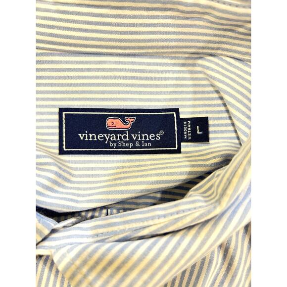 Vineyard Vines Mens Long Sleeve Blue Pinstripe Button Down Shirt Stretch Large - Picture 8 of 9